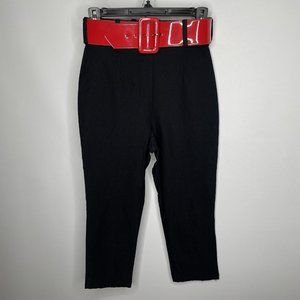 Deadly Dames PUG Retro 50s Deadly Curves Belted Black Capri Pants